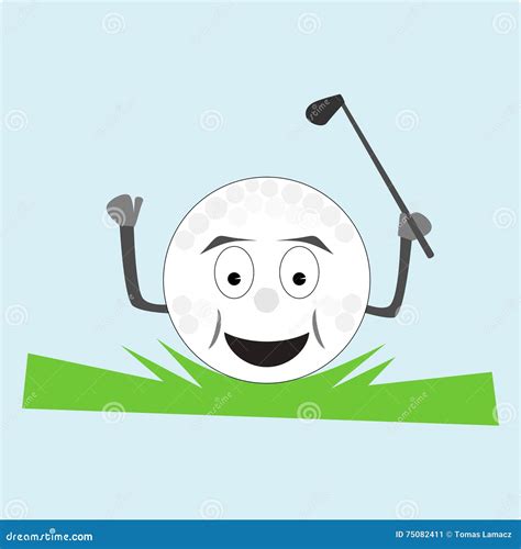 Golf Ball Character With Smile Stock Vector Illustration Of Lawn