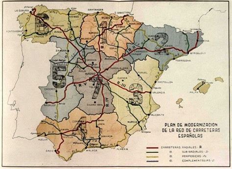 Historia De Las Carreteras De España Geografía Infinita Mapas De Carreteras Mapa De España