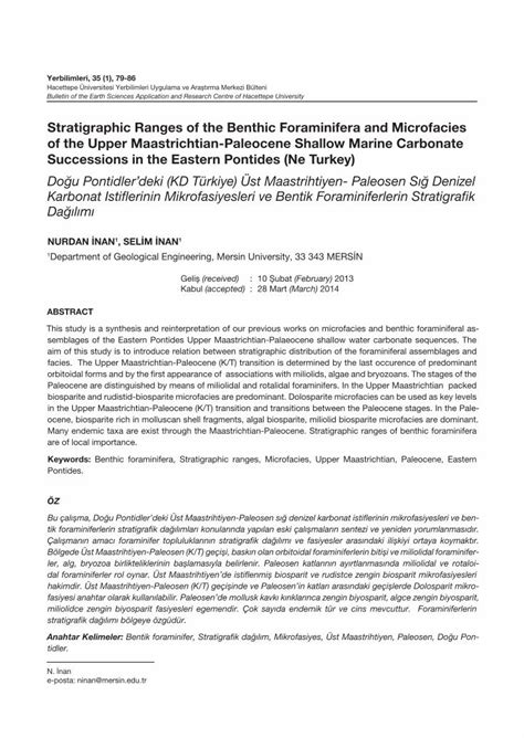 PDF Stratigraphic Ranges Of The Benthic Foraminifera And PDF