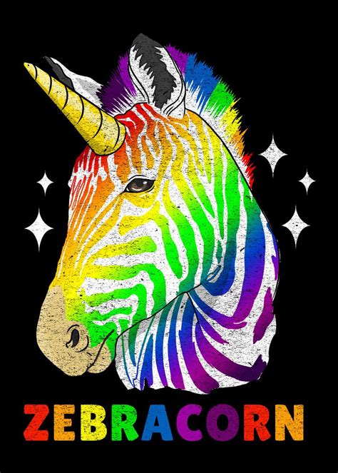 Gay Pride Zebracorn Poster Picture Metal Print Paint By