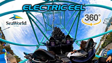 VR 360 Electric Eel Roller Coaster On Ride Back Seat POV SeaWorld San