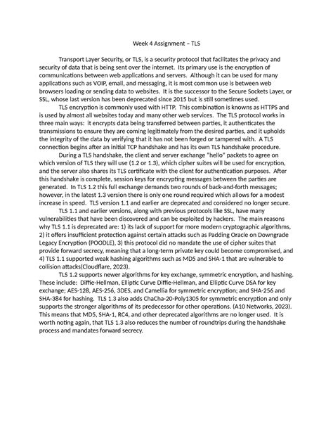 Week4homework Section 4 Assignment Week 4 Assignment Tls Transport Layer Security Or Tls