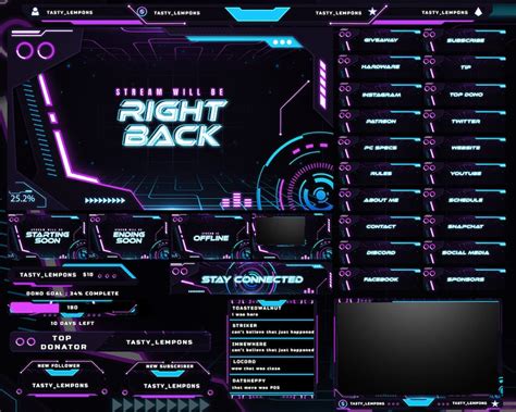 Cyber Neon Twitch Overlay Package For Etsy