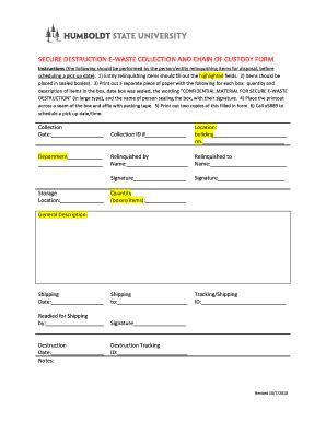 Fillable Online Secure Destruction E Waste Collection And Chain Of