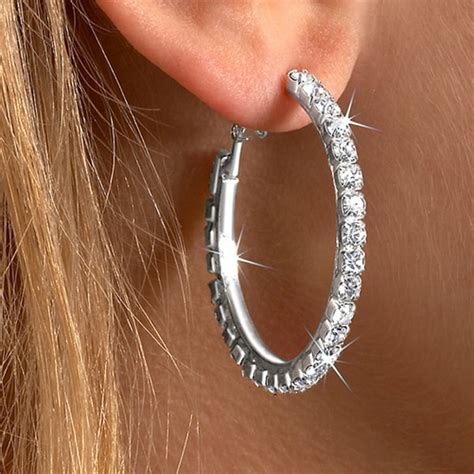 Rhinestone Hoop Clip On Earrings Glamour Boutique