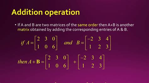 Addition And Subtraction Of Matrices Youtube