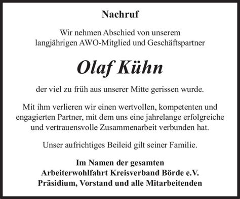 Traueranzeigen von Olaf Kühn abschied nehmen de