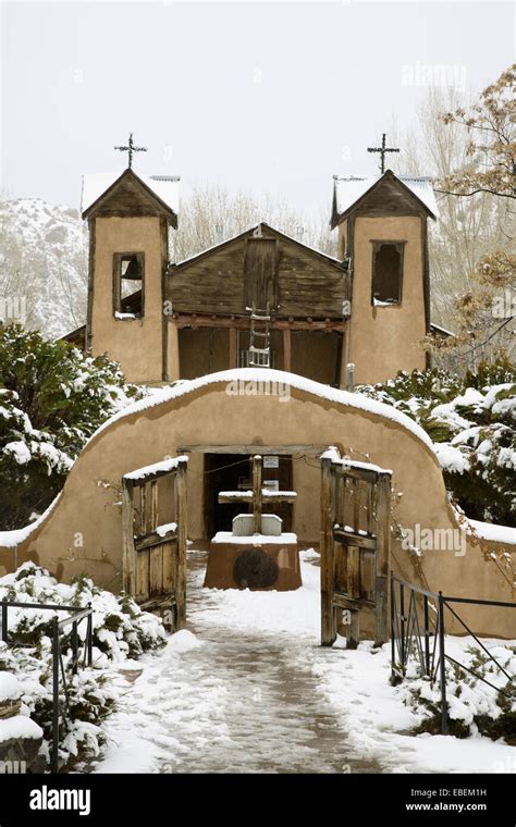 Santuario De Chimayo 1816 Covered In Snow Chimayo New Mexico USA