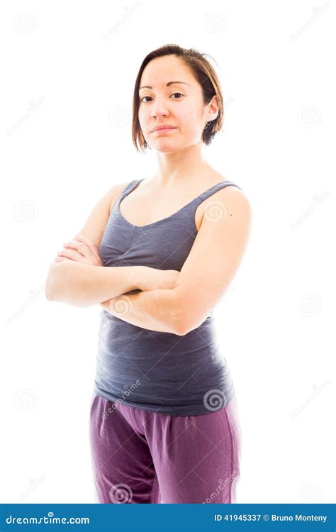 Young Woman Standing With Her Arms Crossed Stock Image Image Of