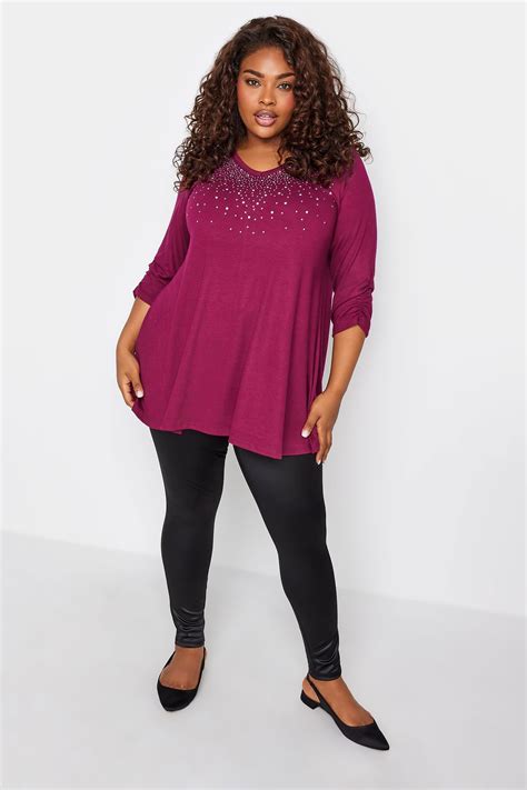 Yours Plus Size Pink Stud Embellished Swing Top Yours Clothing