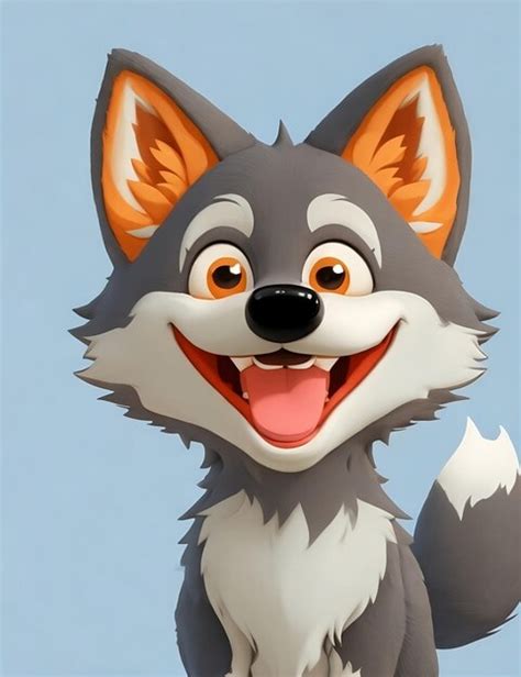 Premium AI Image | happy wolf cartoon