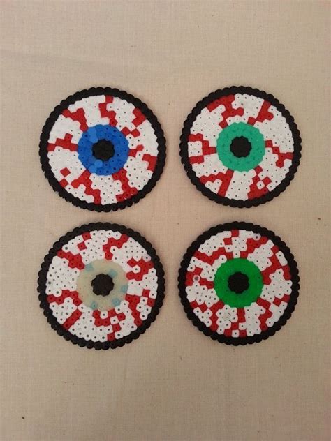 Halloween Creepy Bloodshot Eye Coasters Hama Perler Beads By