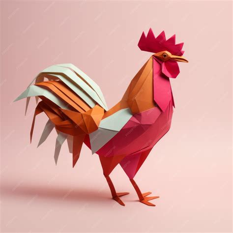 Premium AI Image | Playful Origami Chicken A Minimalist 3d Design