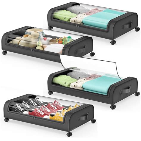 Amazon Under Bed Storage With Wheels And Lids Rolling Underbed