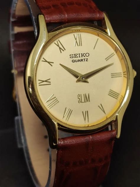 Relogio Seiko Quartz Slim Roman Dial Banhado A Ouro Rel Gio Masculino