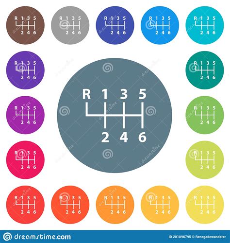 Seis Velocidades Desplazamiento Manual Del Engranaje Iconos Blancos