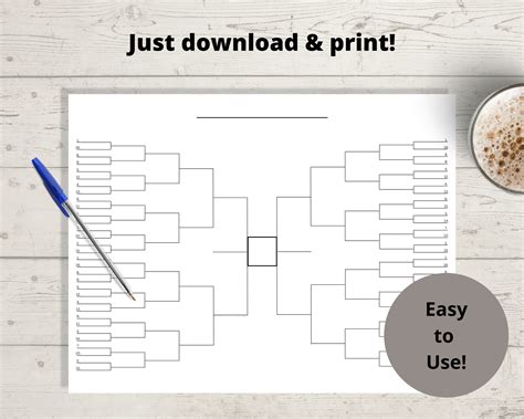 32 Team Tournament Bracket Print Out Tournament Bracket - Etsy