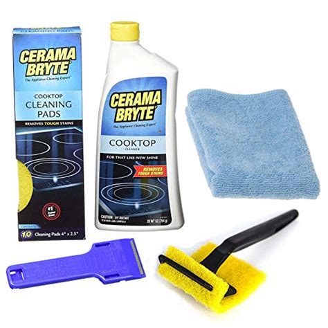 Cerama Bryte Complete Cooktop Cleaning Kit Includes 28 Oz Cooktop Cleaner 10 Cleaning Pads