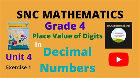 Place Value Of Digits In Decimal Numbers Exercise 1 Mathematics