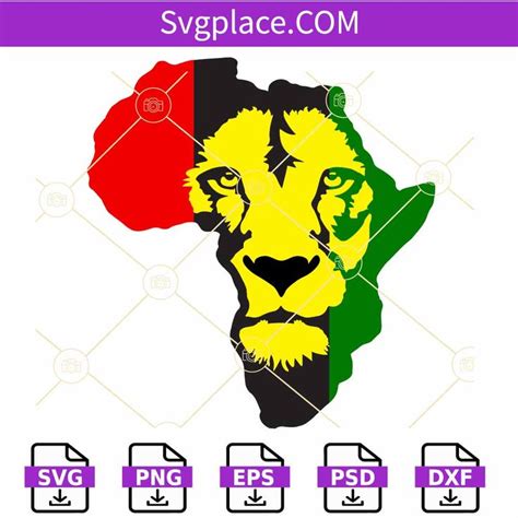 Juneteenth Lion Africa Map SVG Lion Face SVG Africa Map Svg Black