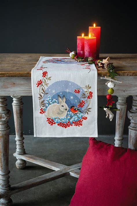 Runner Snow Hare And Goldfinch 2 From Vervaco Home Deco Cross