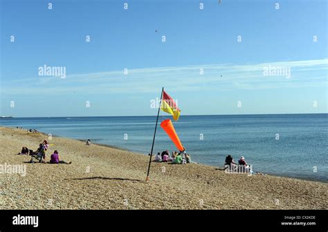 Hove beach with bathing flags UK Stock Photo - Alamy