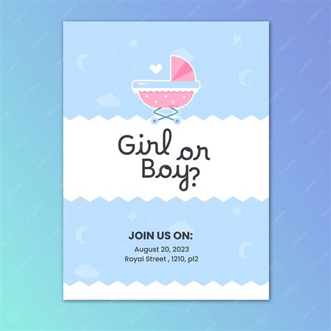 Premium Vector Vector Flat Design Gender Reveal Invitation Template