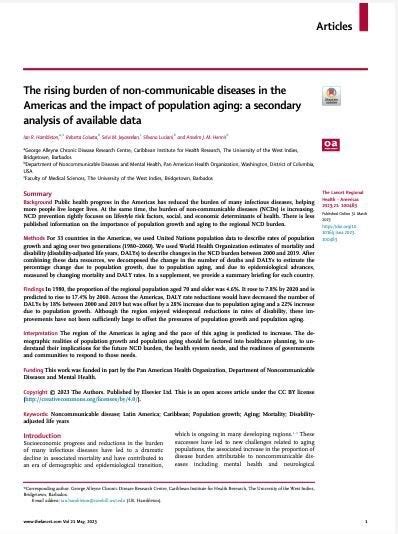 The Rising Burden Of Non Communicable Diseases In The Americas And The Impact Of Population