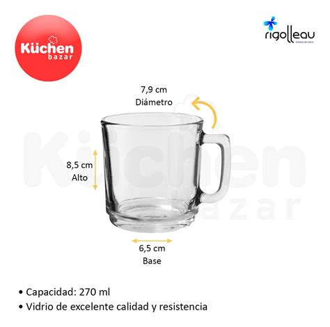 Jarro Mug Rigolleau Taza Vidrio Apilable Caf Ml Set X Cuotas Sin