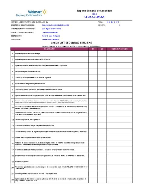 Check List Seguridad E Higiene 1