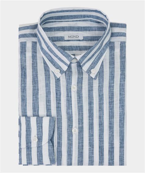 Whiteblue Butcher Stripe Linen Shirt Mond