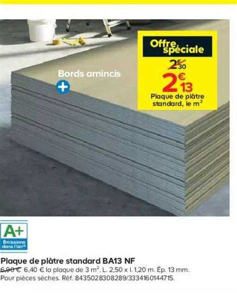 Promo Plaque De Plâtre Standard Ba13 Nf Chez Castorama Icatalogue Fr