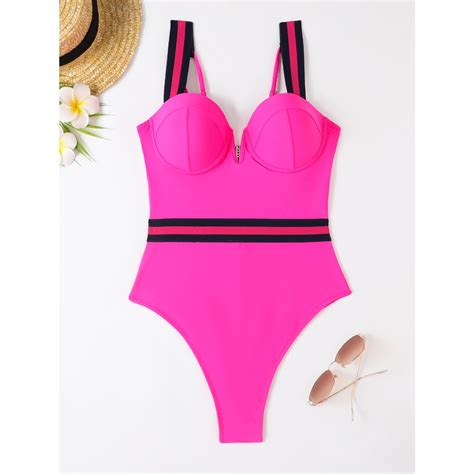 Maiô Feminino De Uma Peça Sexy Maiô Preto Recorte Faixa xx88 Shopee