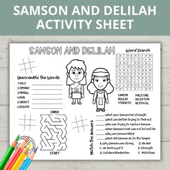 Samson And Delilah Activity Sheet Bible Story Activities Sunday