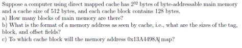 Solved Suppose A Computer Using Direct Mapped Cache Has 232 Chegg