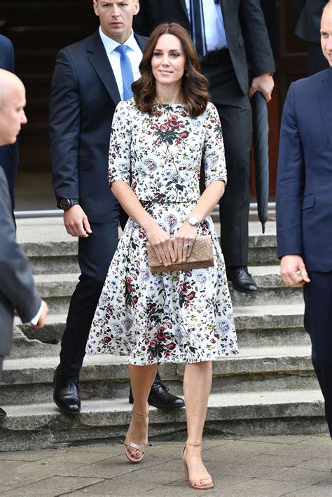 Kate Middleton The Duchess Of Cambridge In Erdem And Chunky Heeled