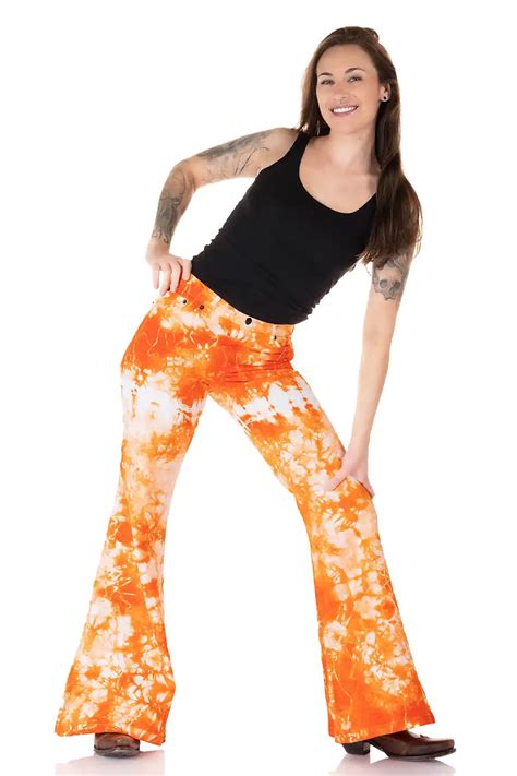 Orange Batik Schlaghose Ibiza Bohemian 70er Hippie Look