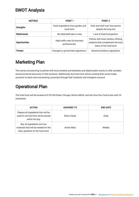 Free Fast Food Truck Business Plan Sample In Google Docs Word Pdf