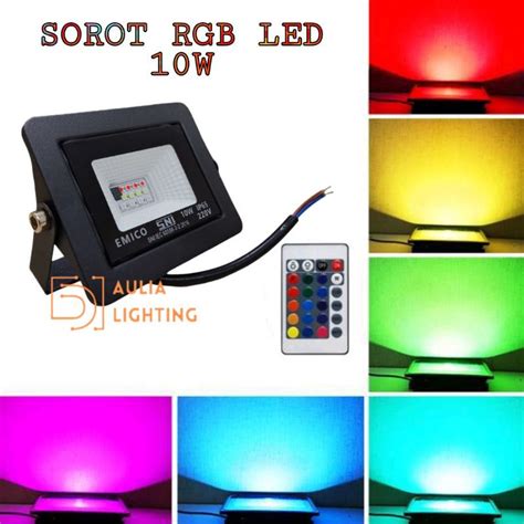 Jual Lampu Sorot Rgb 10w Led Full Color Warna Warni 10 W Watt Flood