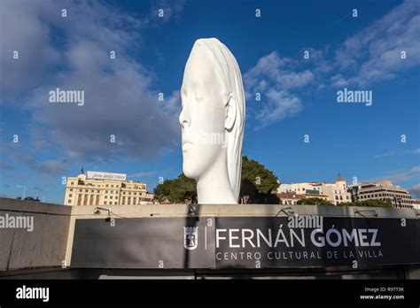 Julia White Marble Sculpture By Jaume Plensa In Plaza Colon Madrid