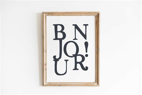 Bonjour Wall Art Bonjour Sign Bonjour Printable Bonjour Poster