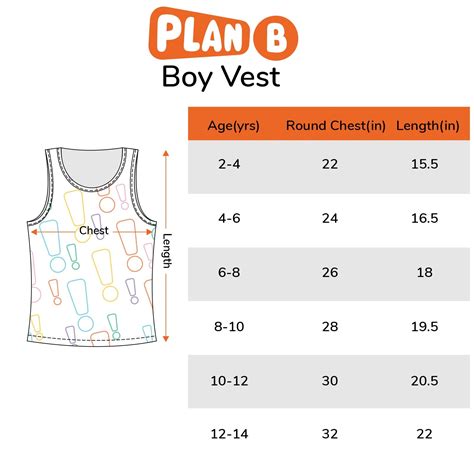 Size Chart Boy Vest Plan B