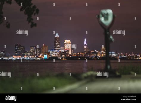 Cleveland Skyline at Night Stock Photo - Alamy