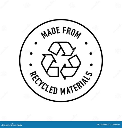 Made With 100 Recycled Materials Vector Icon Logo Badge Stock Vector Illustration Of Outline