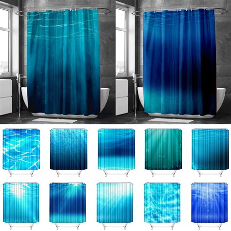 Sea Underwater Blue Ocean Waterproof Polyester Bathroom Shower Curtain