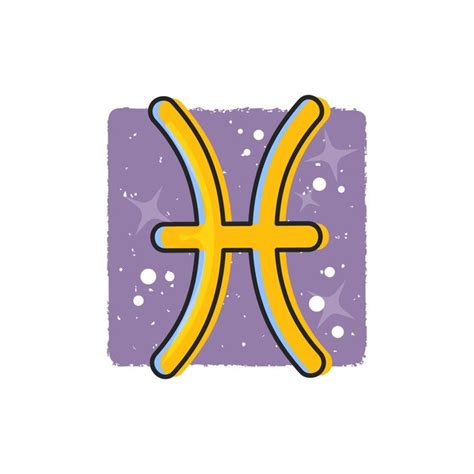 Premium Vector Pisces Zodiac Signs Yellow Cartoon Symbol On Purple