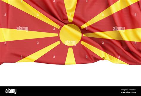 Flag Of North Macedonia Isolated On White Background With Copy Space