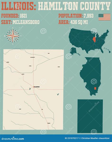 Mapa Del Condado De Hamilton En Illinois Ilustraci N Del Vector