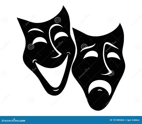 Drama Masks Black And White - Goimages 411