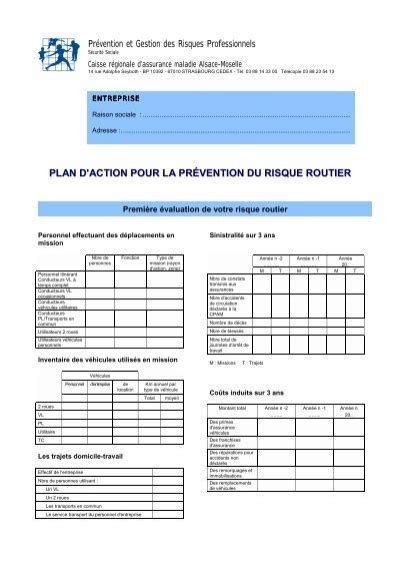 Plan D Action Pour La Pr Vention Du Risque Routier